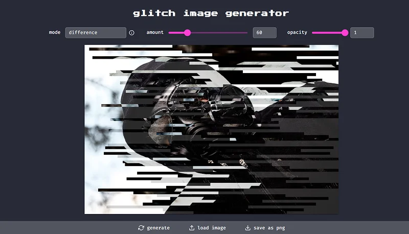 интерфейс сервиса Glitch Image Generator