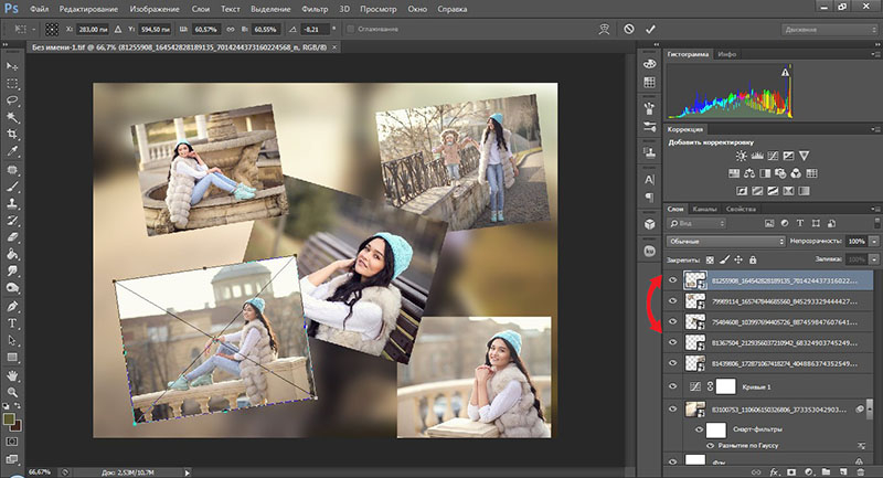 В фотошопе сделать коллаж из нескольких фотографий