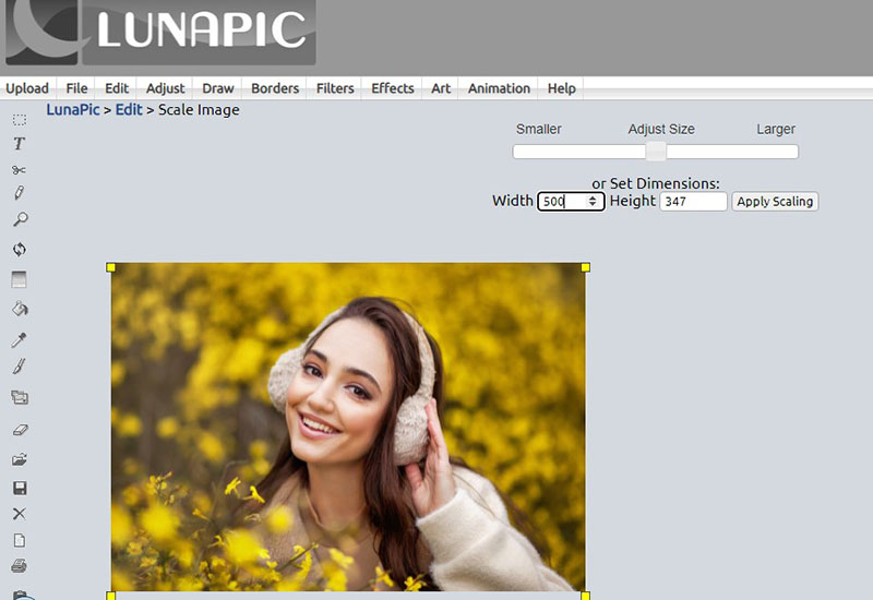 Lunapic интерфейс программы